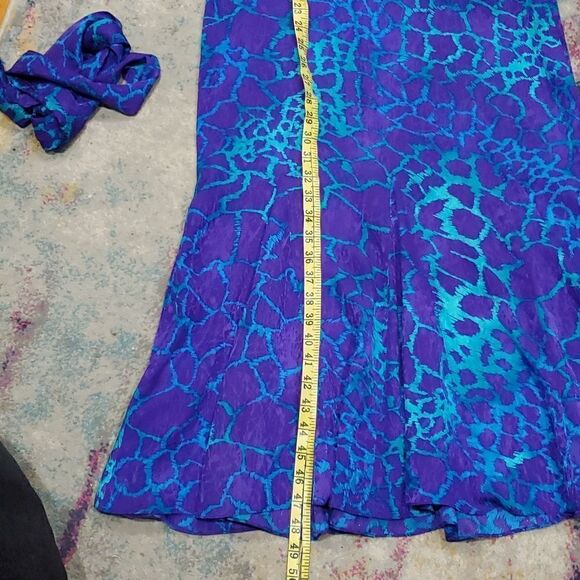 Vintage 80s Nora Noh 100% Silk Midi/Maxi Dress With Batwing Sleeves - Picture 11 of 16